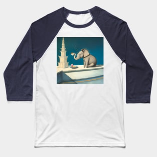 Blue Elephant Eating Cake Baseball T-Shirt